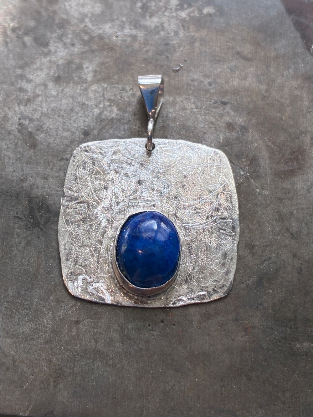 Sterling Silver Pendant with Blue Lapis Cabochon